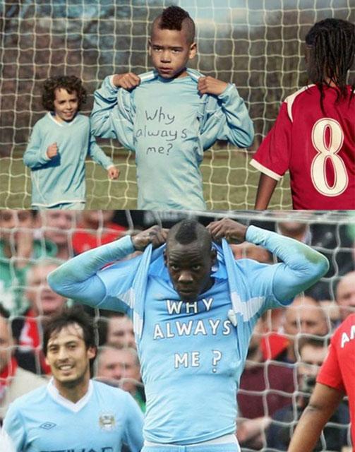 2- El italiano Balotelli provocando con una remera.