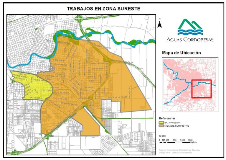 48 barrios de Córdoba tendrán cortes de agua este viernes