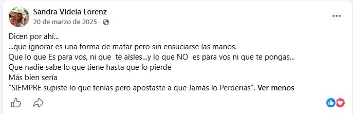 El posteo de la mujer condenada por asesinato.