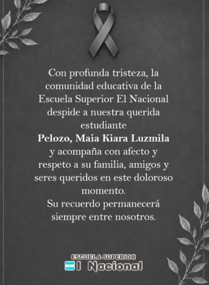 Despidieron a Maia Pelozo, la joven que murió en el accidente de La Carlota.