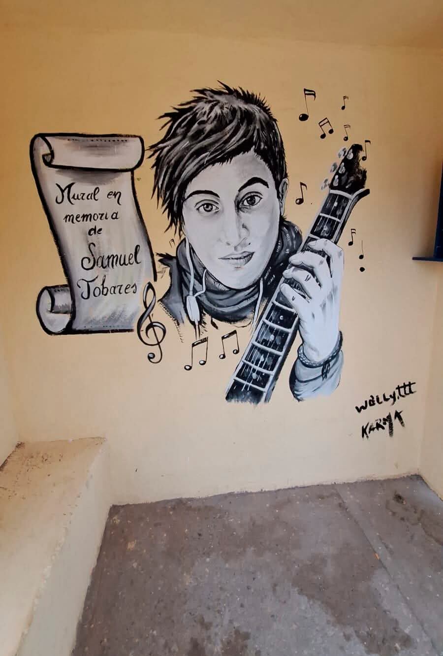 El mural que realizaron por Samuel en el lugar del hecho en Parque Síquiman.