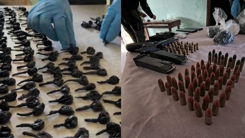 En el allanamiento se secuestraron 900 envoltorios con cocaína y armamento.