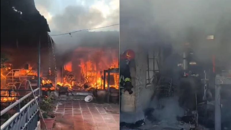 El video de un voraz incendio en una casa en Córdoba: dos dotaciones de Bomberos trabajaron en el lugar