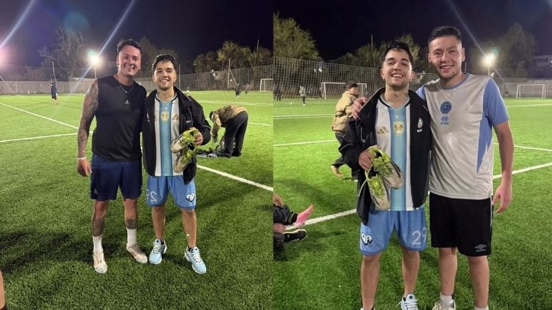 Simón Aguirre aceptó una invitación de fútbol 7 y tiró magia en el césped.
