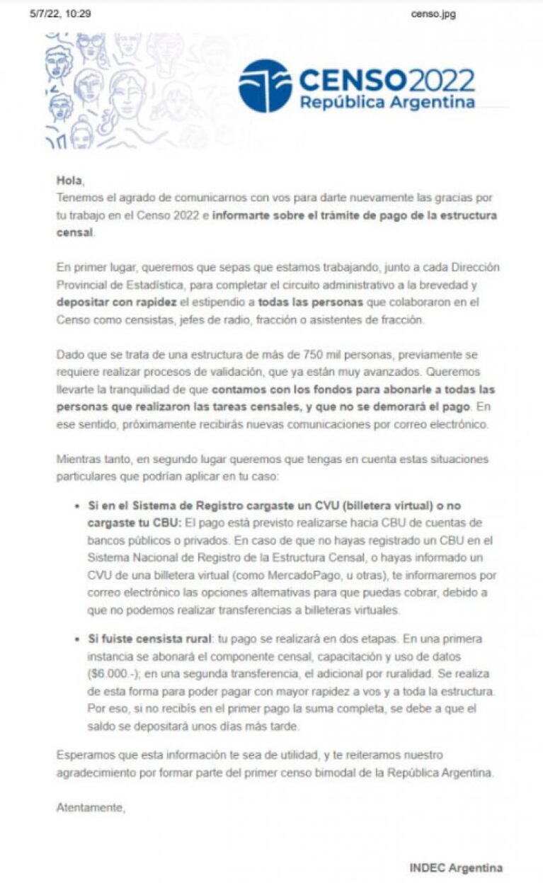 A dos meses del censo, cordobeses reclaman que todavía no cobraron los 6 mil pesos