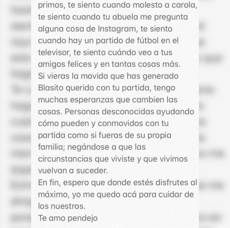 A dos meses del crimen de Blas Correas: "Tu ausencia cuesta, cuesta mucho"