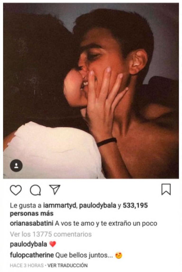 A la distancia, Oriana Sabatini le confesó su amor a Paulo Dybala