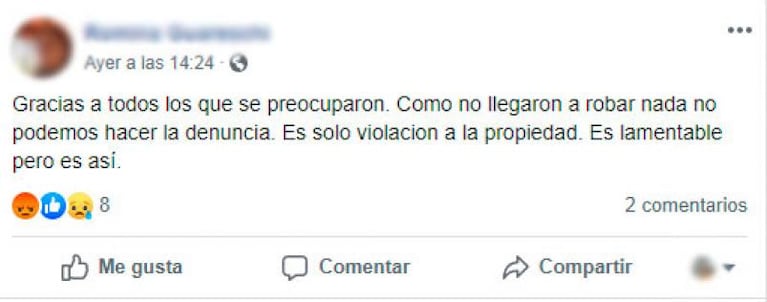 A los gritos, persiguió a un ladrón que entró a su casa de Unquillo