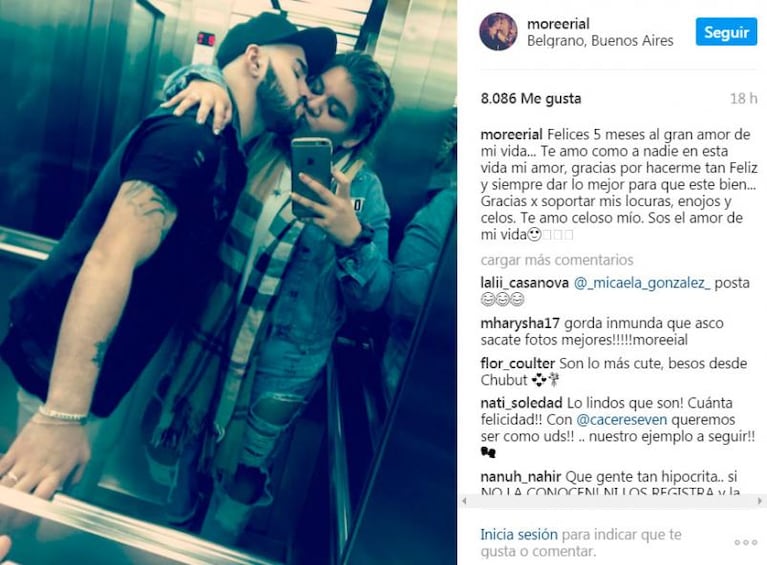 A puro chape: More Rial y el cordobés celebraron su noviazgo