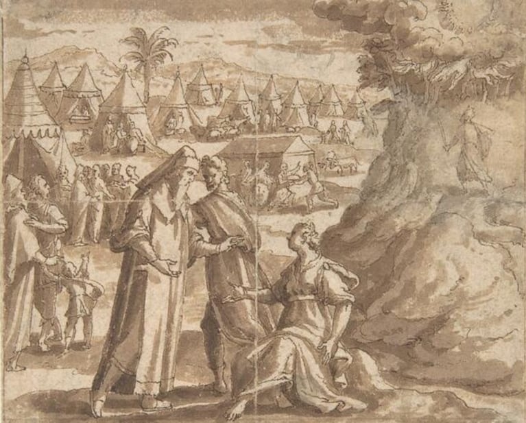 "Aaron y Nadab abandonan a Elisheba", obra que data del siglo XVI.