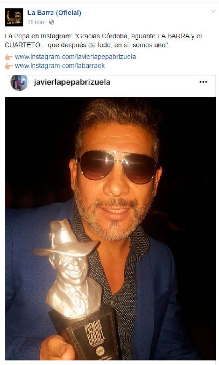 ¡Abel, de oro! Ganó el máximo premio Gardel por tercera vez