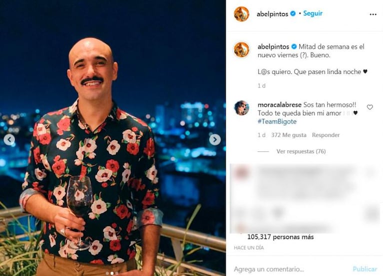 Abel Pintos, con nuevo bigote: el look que elogió su pareja