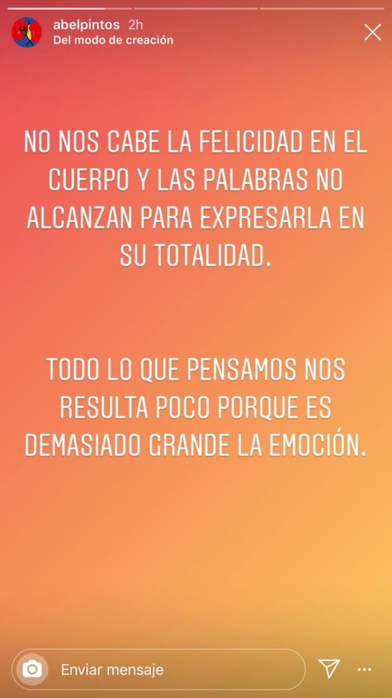 Abel Pintos va a ser papá