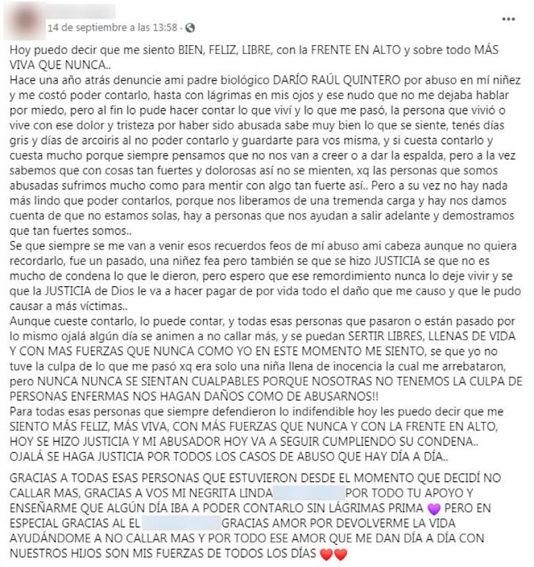 Abusó de su hija cuando era niña y fue condenado: la carta de la víctima tras el fallo