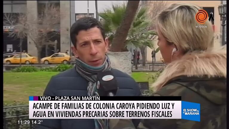 Acampe de caroyenses en la Plaza San Martín