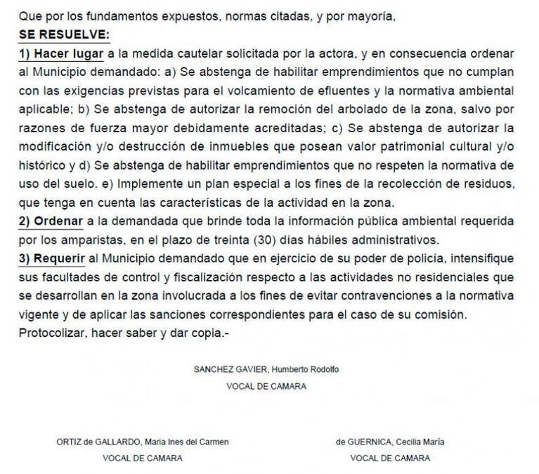 Aceptaron un amparo de los vecinos por los comercios en La Tejeda