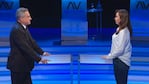 Agustín Rossi y Victoria Villarruel en el debate de candidatos a vicepresidente.