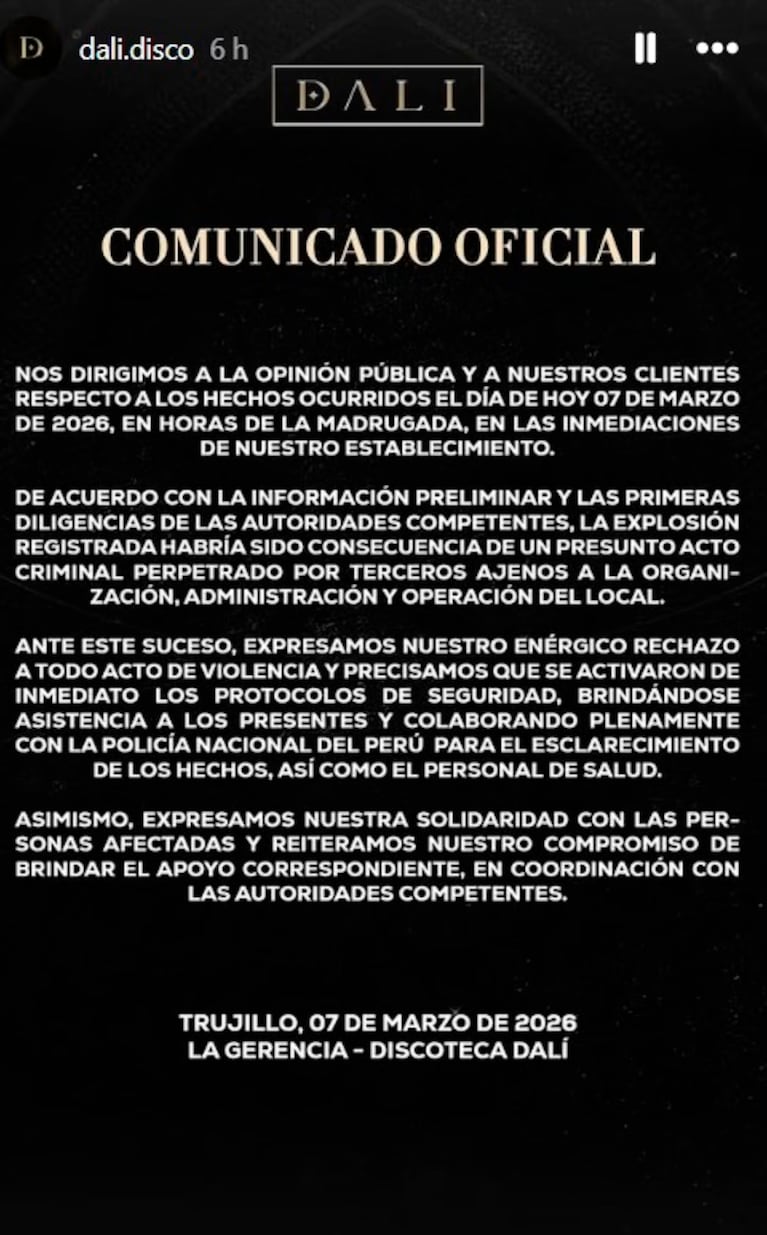 Al menos 34 heridos por una explosión en una discoteca de Perú: denuncian un “acto criminal”