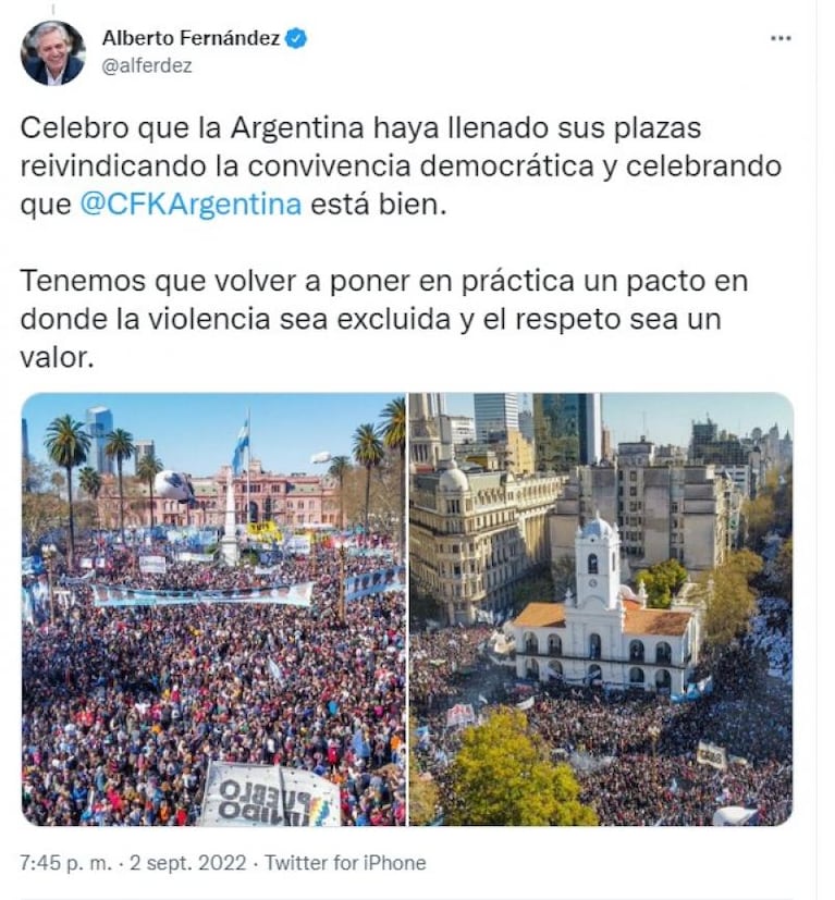 Alberto Fernández: “El pueblo argentino demostró que la unidad y el amor son el camino”
