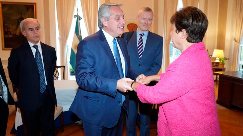 Alberto Fernández junto a la titular del FMI, Kristalina Georgieva.