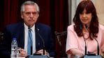 Alberto Fernández y Cristina Kirchner ante la Asamblea Legislativa.