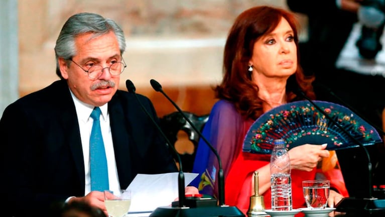 Alberto Fernández y Cristina Kirchner en la apertura de las sesiones ordinarias.