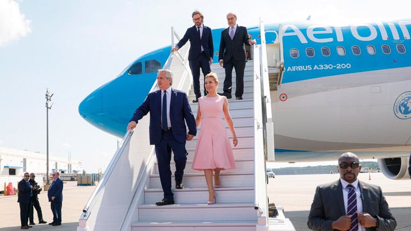 Alberto Fernández y Fabiola Yáñez en el último viaje a Nueva York.