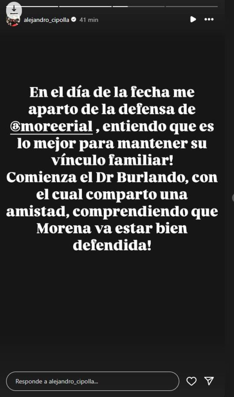 Alejandro Cipolla comunicó la decisión de abandonar la defensa de Morena Rial. (Foto: Instagram/alejandro_cipolla)