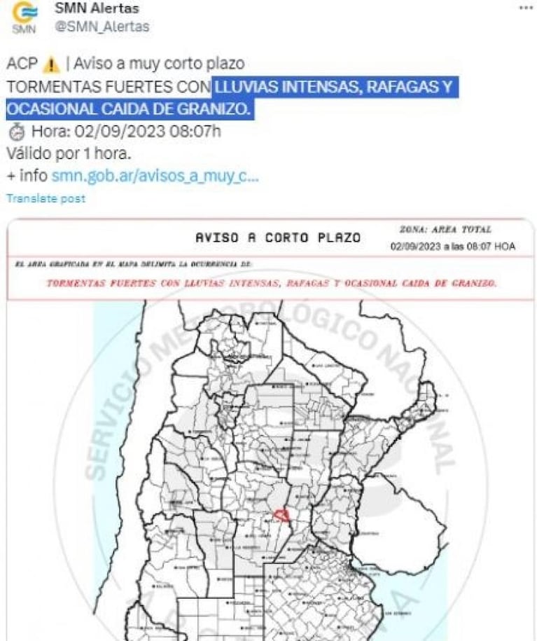 Alerta meteorológica por el cambio de tiempo en Córdoba: dónde podría caer granizo