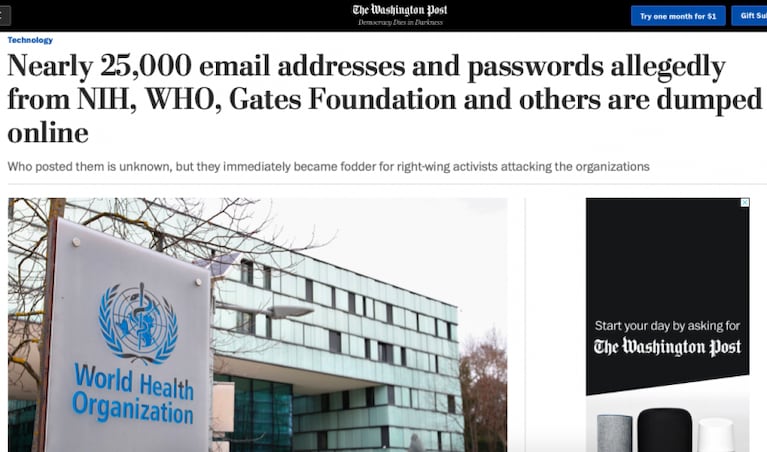 Alerta por supuesto hackeo a la OMS, la fundación de Bill Gates y al instituto de virología de Wuhan