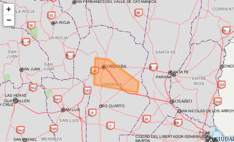 Alerta por tormentas fuertes afecta a Córdoba