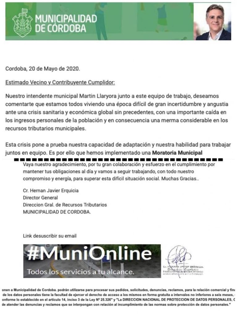 Alerta por un falso mail que simula ser de la Municipalidad de Córdoba: es una estafa