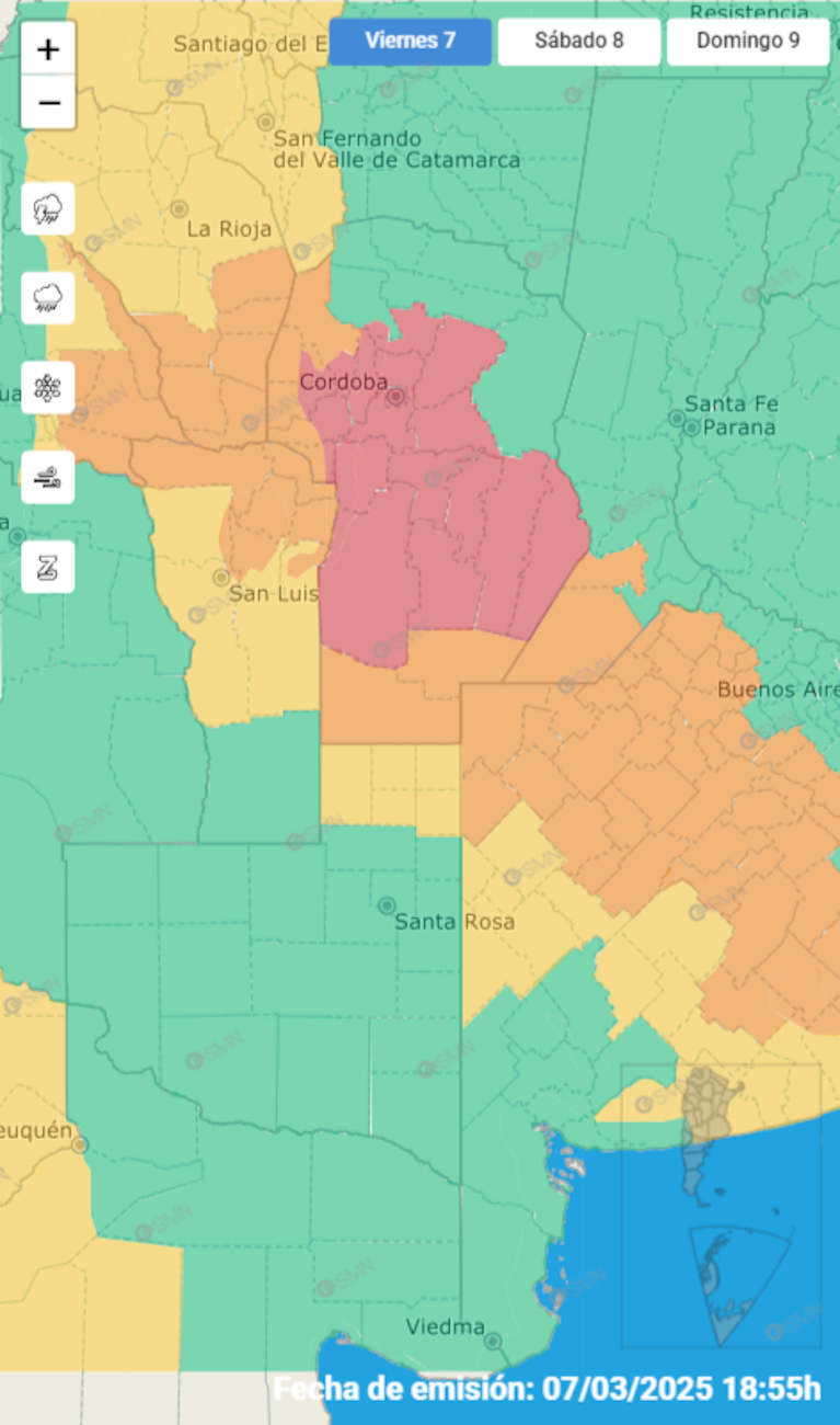 Alerta rojo por tormentas para Córdoba: qué zonas abarca