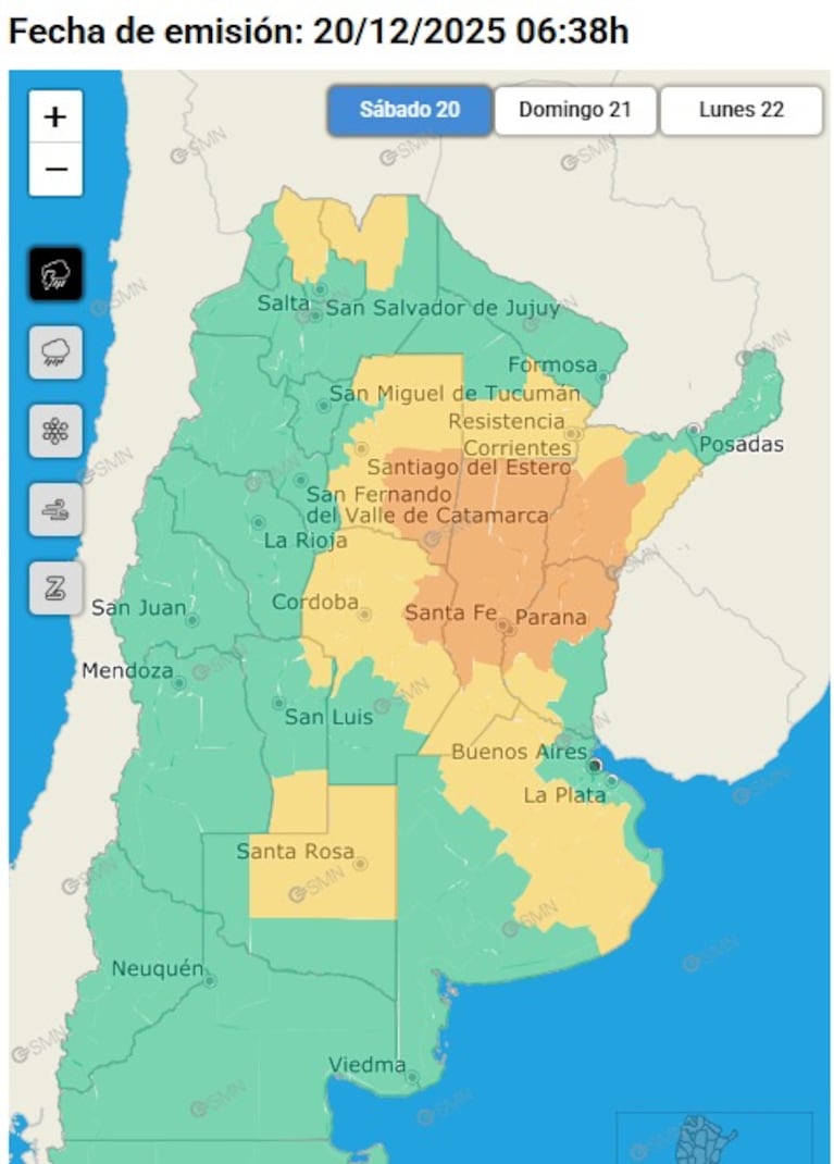 Tiempo en Córdoba: renuevan alerta por fuertes tormentas para este domingo