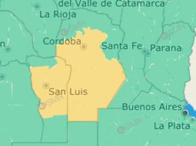 Alertas por tormentas en Córdoba.