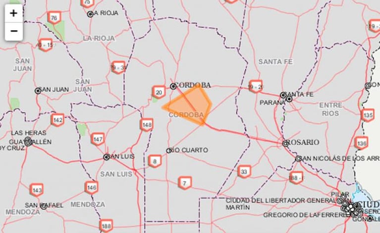 Alertas por tormentas y granizo afectan a Córdoba