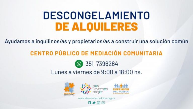 Alquileres: Defensor del Pueblo promueve la Mediación Comunitaria