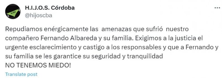 Amenazaron de muerte a integrante de Hijos Córdoba y vandalizaron Radio Nacional