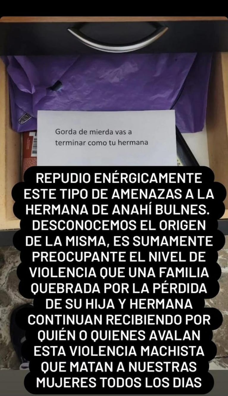 Amenazaron de muerte a la hermana de Anahí Bulnes: el escalofriante mensaje