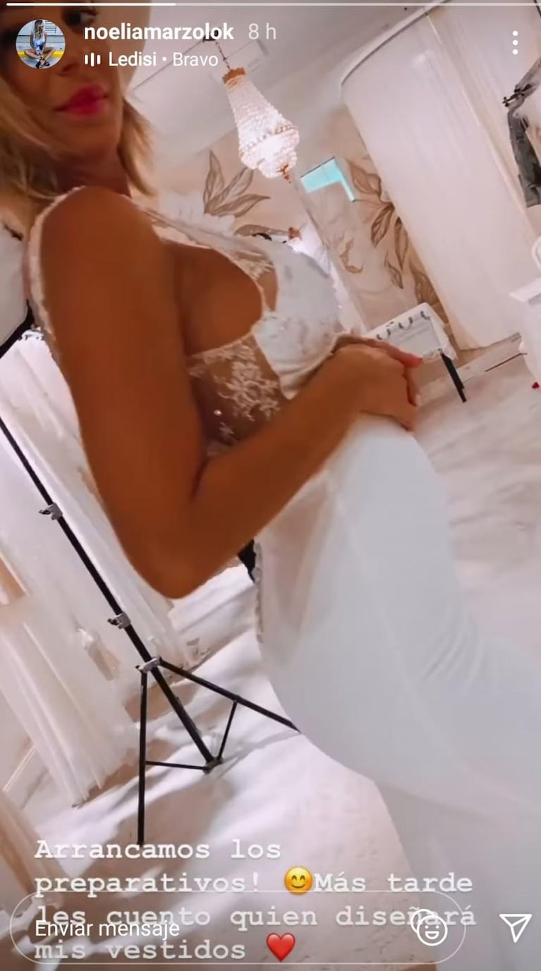 Amor, casamiento y pancita: Noelia Marzol mostró su vestido de novia