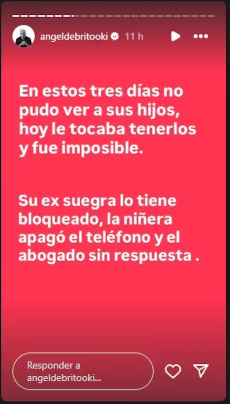 Ángel de Brito aseguró que La China Suárez le prohibió a Vicuña ver a sus hijos.