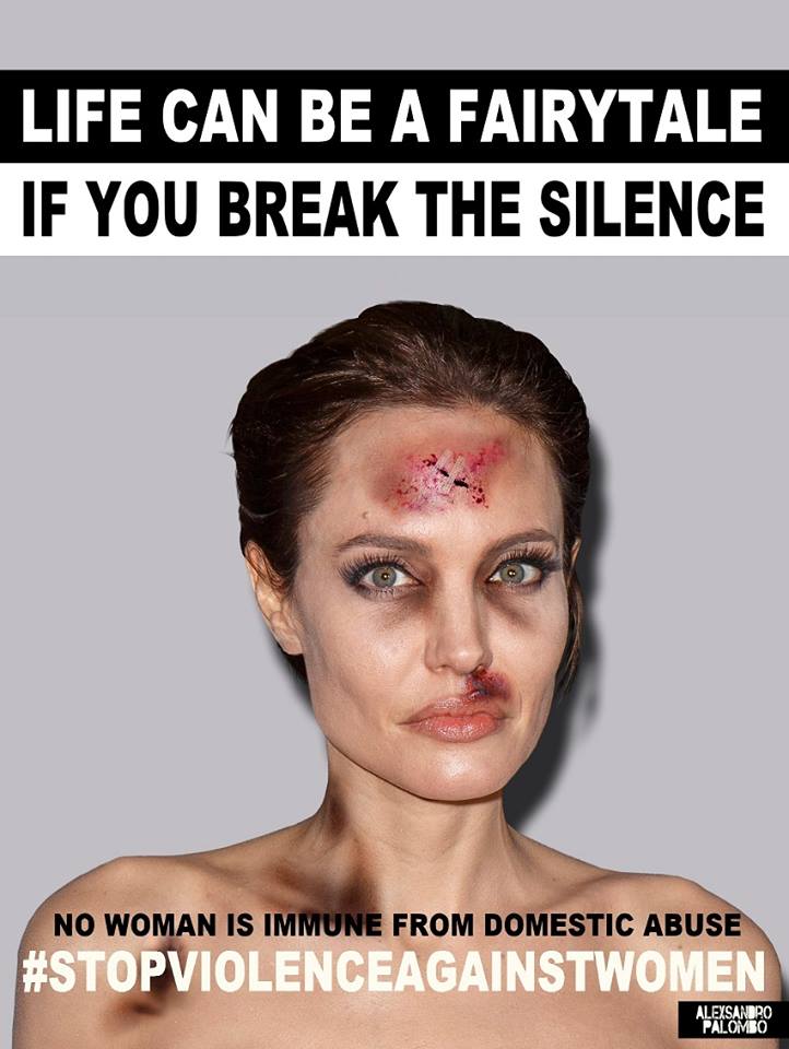 Angelina Jolie. Romper con el silencio. “Basta de violencia” dice la campaña. 