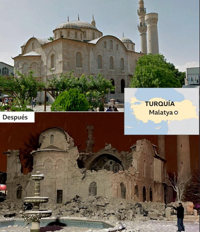 Antes y después: las fotos de las destrucciones por los terremotos en Turquía y Siria