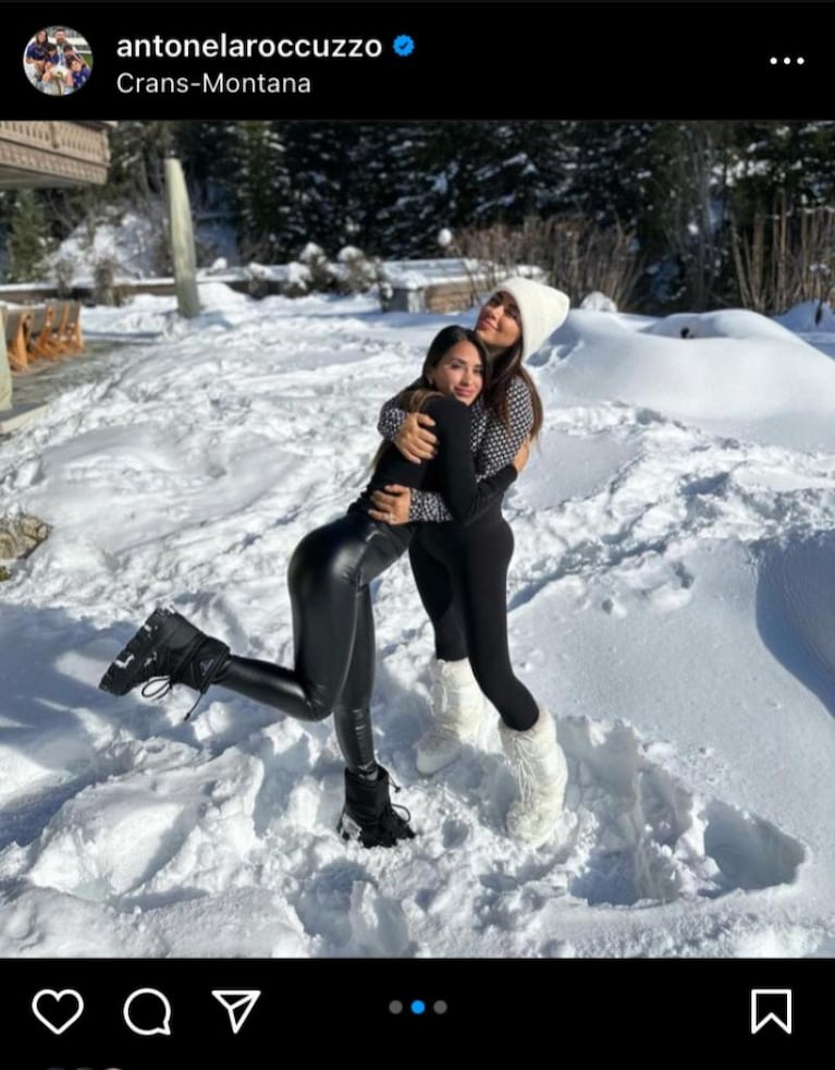 Antonela Roccuzzo en Los Alpes: look tendencia, nieve y un atardecer de película