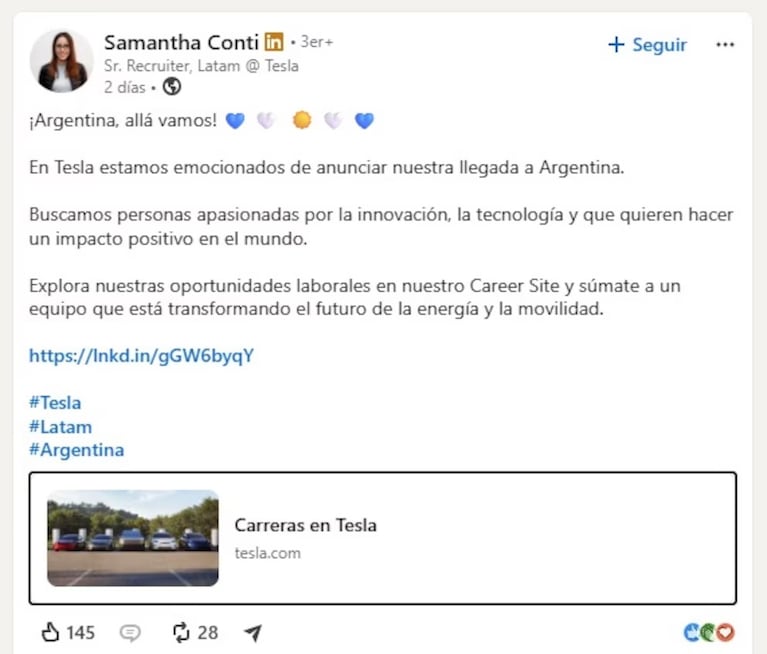 Anuncio de Samantha Conti  por Tesla.