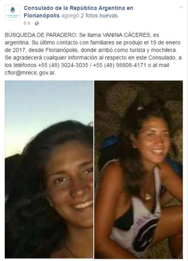 Apareció sana y salva la argentina buscada en Florianópolis