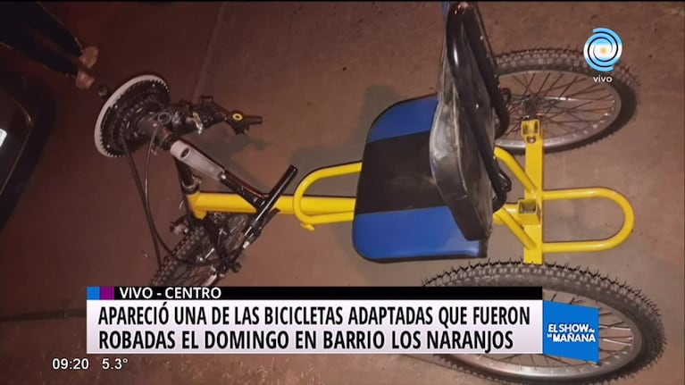 Apareció una de las bicicletas robadas de la fundación Jean Maggi