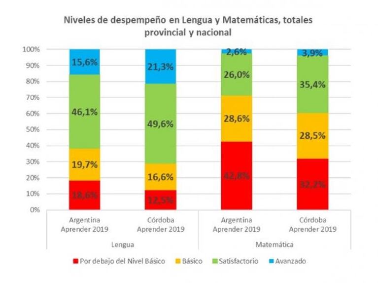 Aprender 2019 en Córdoba: bajo nivel en matemática, pero sigue la tendencia positiva en lengua