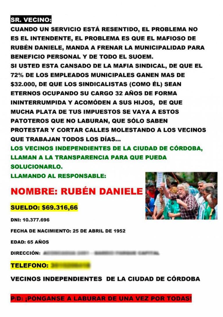 Arde el conflicto municipal: difundieron datos de Mestre y Daniele