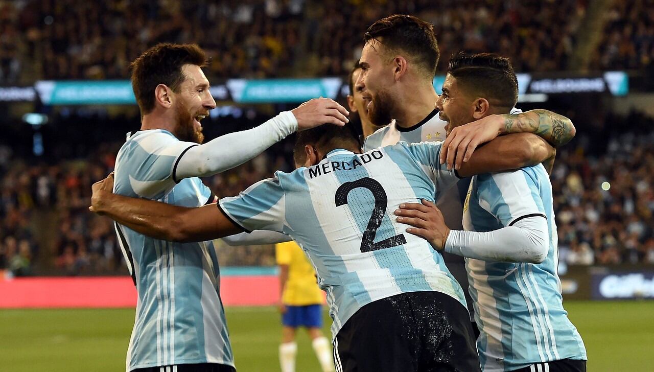 Argentina venció a Brasil en el debut de Sampaoli. Foto: Clarín.